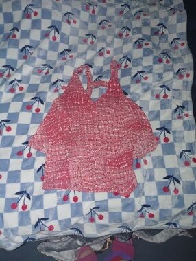 Pink Patterned Sleeveless Tank Top